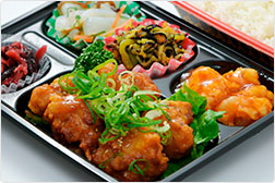 甘酢唐揚げのねぎまみれ弁当